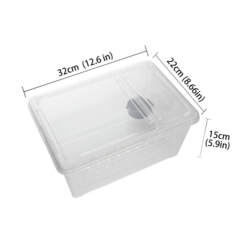 OMEM Portable Reptile Terrarium Habitat for Mini Pet Houses Breathable Holes Stackable Container (L) - Image 2